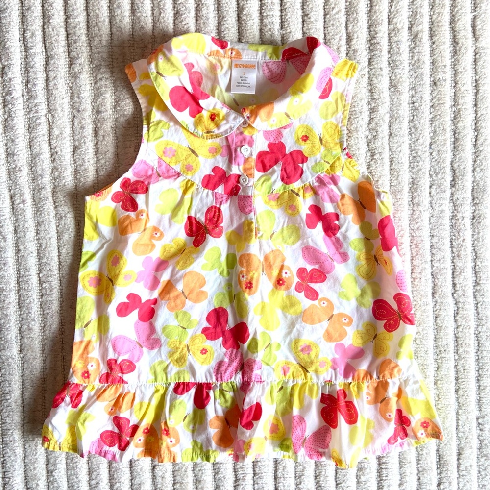 Gymboree cotton poplin floral butterfly shirt, Girls size 5, EUC